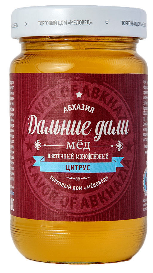 Медовед Дальние дали мед пчелиный натуральный цитрусовый, 500 г0120710 Медовед Дальние дали мед пчелиный натуральный цитрусовый, 500 г0120710Цветы абхазского апельсина – это уникальный медонос. Собранный с них мёд отличается особенным цитрусовым послевкусием, поэтому высоко ценится среди истинных почитателей. Цитрусовый мёд идеально подходит для подачи со свежими сырами и с фуа-гра, для приготовления разнообразных десертов. Это полезное лакомство янтарного цвета отлично укрепляет иммунитет, обладает бактерицидными свойствами, смягчает боли в горле при простуде.