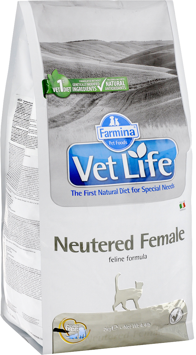 Корм сухой Farmina Vet Life для стерилизованных кошек, диетический, 2 кг0120710 Корм сухой Farmina Vet Life для стерилизованных кошек, диетический, 2 кг0120710Сухой корм Farmina Vet Life - это диетическое полнорационное и сбалансированное питание для взрослых кастрированных котов.Сниженная энергетическая плотность продукта ограничивает риск развития ожирения. Высокая биологическая ценность белков и L-карнитин способствуют поддержанию мышечной массы и использованию запасов жиров. Низкое содержание углеводов снижает вероятность развития диабета. Низкое содержание фосфора и магния, а также сульфат кальция снижают риск развития мочекаменной болезни.Товар сертифицирован.