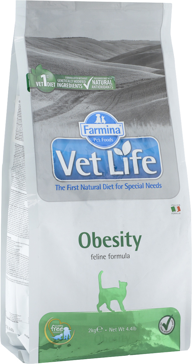 Корм сухой для взрослых кошек Farmina Vet Life, диетический, для снижения излишнего веса, 2 кг0120710 Корм сухой для взрослых кошек Farmina Vet Life, диетический, для снижения излишнего веса, 2 кг0120710Сухой корм Farmina Vet Life - диетическое питание для взрослых кошек, разработанное для снижения излишнего веса. Снижение энергетической плотности продукта и увеличение содержания углеводов делает корм незаменимым в терапии ожирения. Товар сертифицирован.