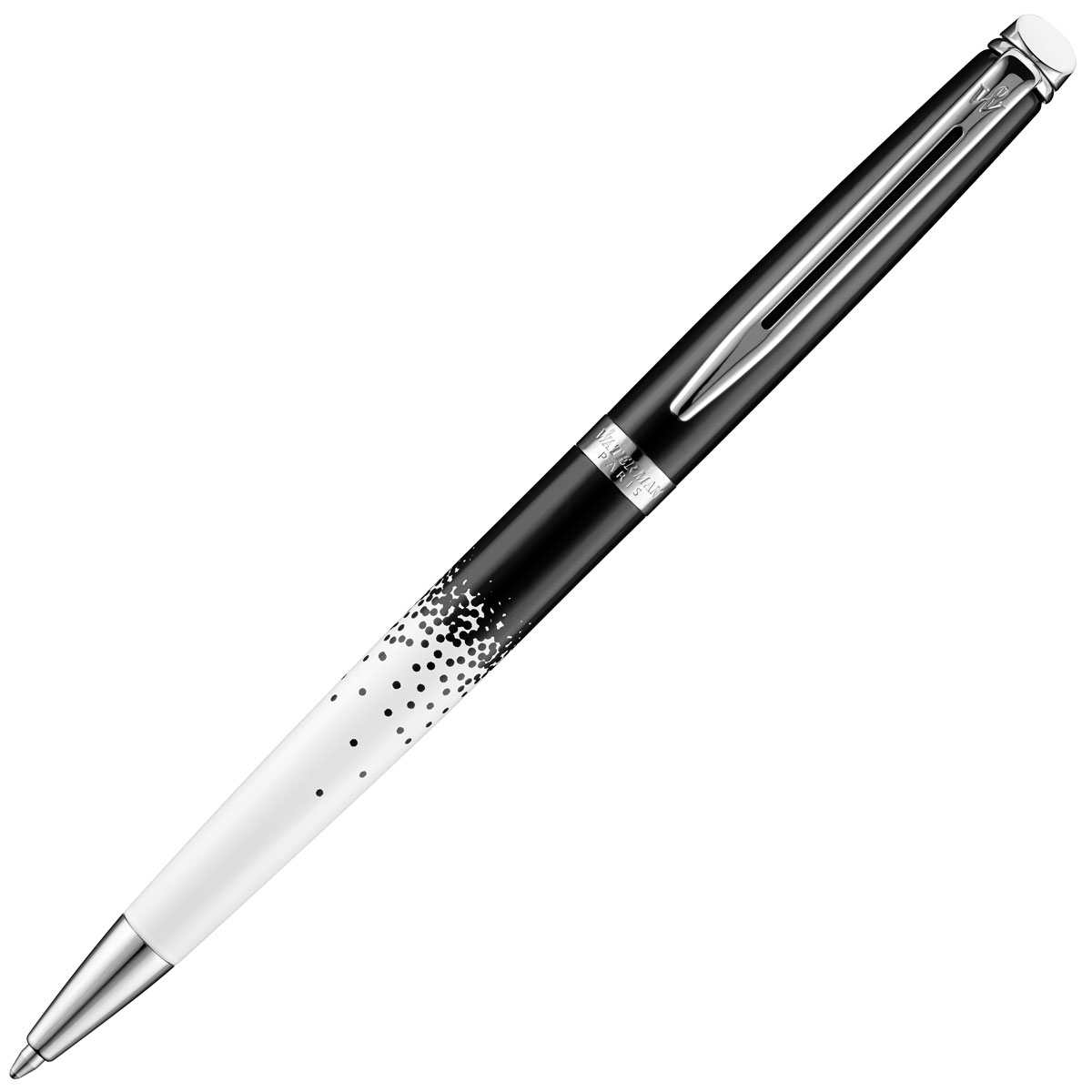 Waterman Ручка шариковая Hemisphere Ombres & Lumieres CT синяя корпус черный белыйWAT-1929638 Waterman Ручка шариковая Hemisphere Ombres & Lumieres CT синяя корпус черный белыйWAT-1929638Материал корпуса: ЛатуньПокрытие корпуса: Белый лак с отделкой шелкографиейМатериал отделки деталей корпуса: Никель-палладийСпособ подачи стержня: Поворотный