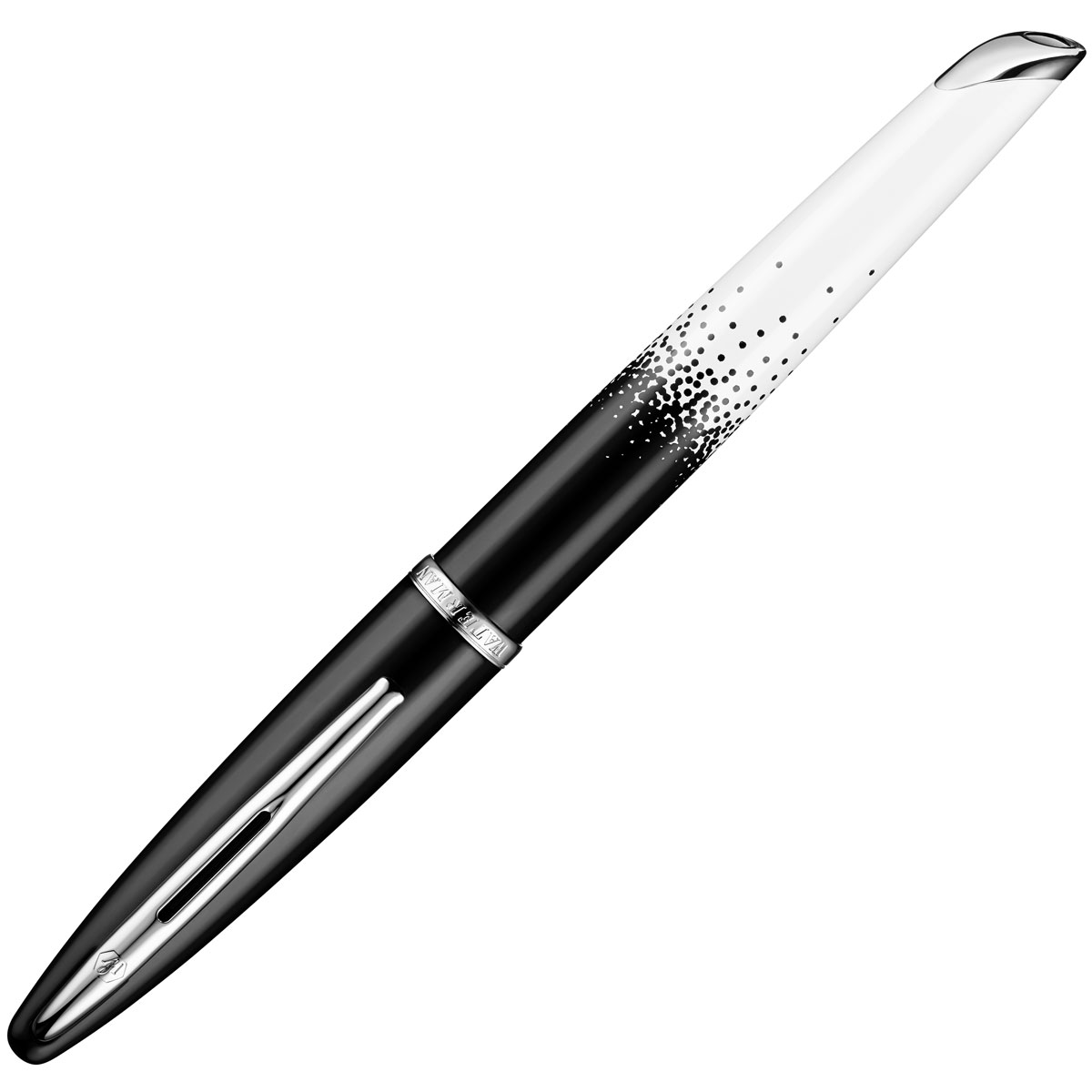 Waterman Ручка перьевая Carene Ombres & Lumieres CT синяя корпус черный белыйWAT-1929708 Waterman Ручка перьевая Carene Ombres & Lumieres CT синяя корпус черный белыйWAT-1929708Материал корпуса: ЛатуньПокрытие корпуса: Белый лак с отделкой шелкографиейМатериал отделки деталей корпуса: Никель-палладийПеро: Золото 18К с родиевым покрытиемСпособ подачи стержня: С колпачкомВложение: Конвертер + 1 картридж