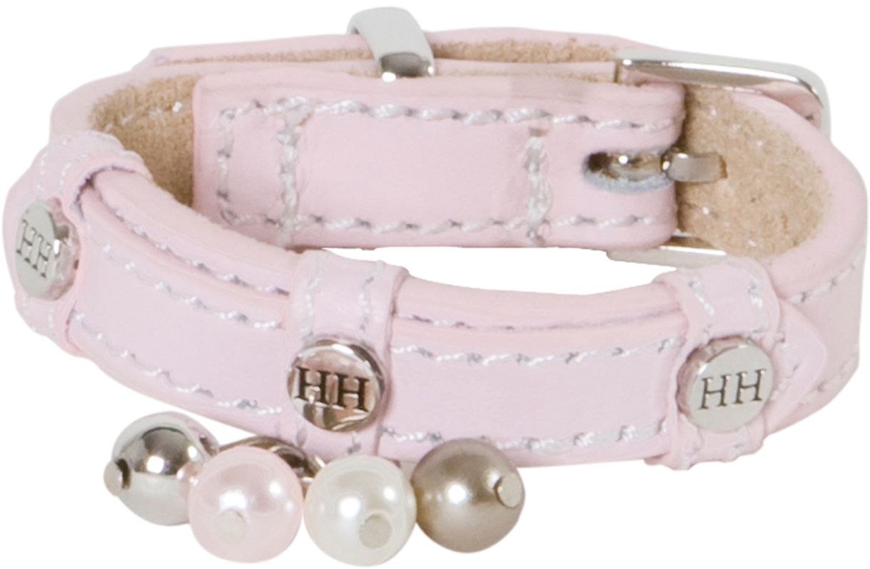 Ошейник для собак Happy House Beads, цвет: розовый, обхват шеи 15-18 см, ширина 1,2 см. Размер XXXSок15_синий Ошейник для собак Happy House Beads, цвет: розовый, обхват шеи 15-18 см, ширина 1,2 см. Размер XXXSок15_синийОшейник для собак Happy House Beads станет изысканным аксессуаром для вашей собачки. Ошейник выполнен из натуральной гладкой и замшевой кожи. Он украшен клепками, контрастной строчкой и подвесками. Размер ошейника регулируется при помощи металлической пряжки. Имеется металлическое кольцо для крепления поводка. Клеевой слой, сверхпрочные нити, крепкие металлические элементы делают ошейник надежным и долговечным. Изделие отличается высоким качеством, удобством и универсальностью.Ваша собака тоже хочет выглядеть стильно! Такой модный ошейник станет для питомца отличным украшением и выделит его среди остальных животных. Обхват шеи: 15-18 см. Ширина ошейника: 1,2 см.
