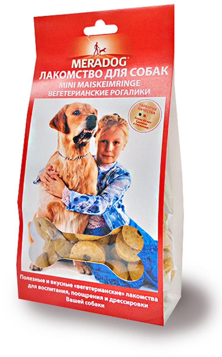 Лакомство для собак Meradog Mini Maiskerimringe, вегетарианские рогалики, 150 г0120710 Лакомство для собак Meradog Mini Maiskerimringe, вегетарианские рогалики, 150 г0120710Лакомства Meradog - это восхитительное хрустящее печенье, которое не оставит равнодушным ни одну собаку. Лакомства Meradog всегда помогут сделать вашего питомца счастливым, а особый вкус и аромат обязательно доставят ему море удовольствия, и он попросит еще. Лакомства идеально подойдут в качестве угощения и для дрессировки. Воспитание и дрессировка с вкусняшками Meradog приведут вас к цели быстрее, чем вы думаете.Лакомства для собак Meradog - это:- Полезные добавки к основному питанию.- Витамины и минералы, способствующие восстановлению баланса питательных веществ и укреплению здоровья собаки.- Отличная профилактика образования зубного камня и заболеваний полости рта.Побалуйте свою собаку - подарите ей заботу с Meradog.Состав: злаки, овощные субпродукты (кукуруза 10%), минералы.Товар сертифицирован.