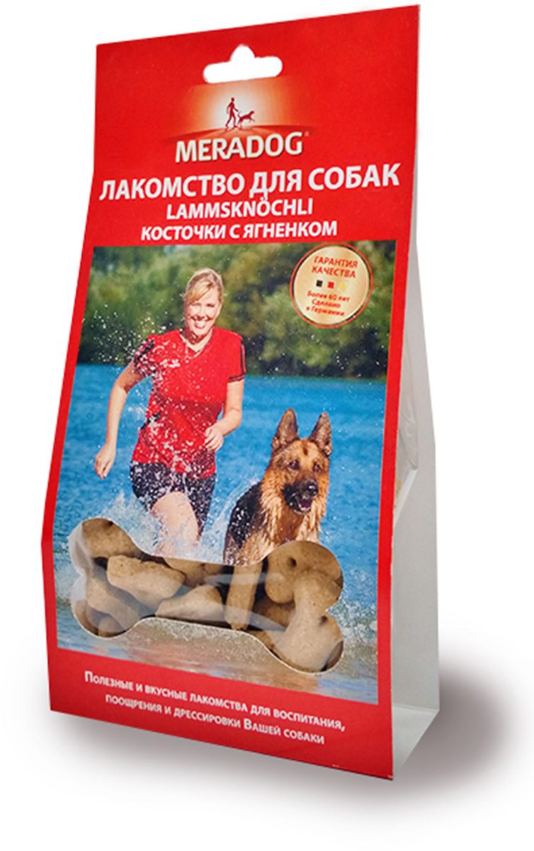 Лакомство для собак Meradog Lammknochli, косточки с ягненком, 150 г0120710 Лакомство для собак Meradog Lammknochli, косточки с ягненком, 150 г0120710Лакомства Meradog - это восхитительное хрустящее печенье, которое не оставит равнодушным ни одну собаку. Лакомства Meradog всегда помогут сделать вашего питомца счастливым, а особый вкус и аромат обязательно доставят ему море удовольствия, и он попросит еще. Лакомства идеально подойдут в качестве угощения и для дрессировки. Воспитание и дрессировка с вкусняшками Meradog приведут вас к цели быстрее, чем вы думаете.Лакомства для собак Meradog - это:- Полезные добавки к основному питанию.- Витамины и минералы, способствующие восстановлению баланса питательных веществ и укреплению здоровья собаки.- Отличная профилактика образования зубного камня и заболеваний полости рта.Побалуйте свою собаку - подарите ей заботу с Meradog.Состав: злаки, мясо и мясные субпродукты, масла и жиры, овощные субпродукты, минералы.Товар сертифицирован.