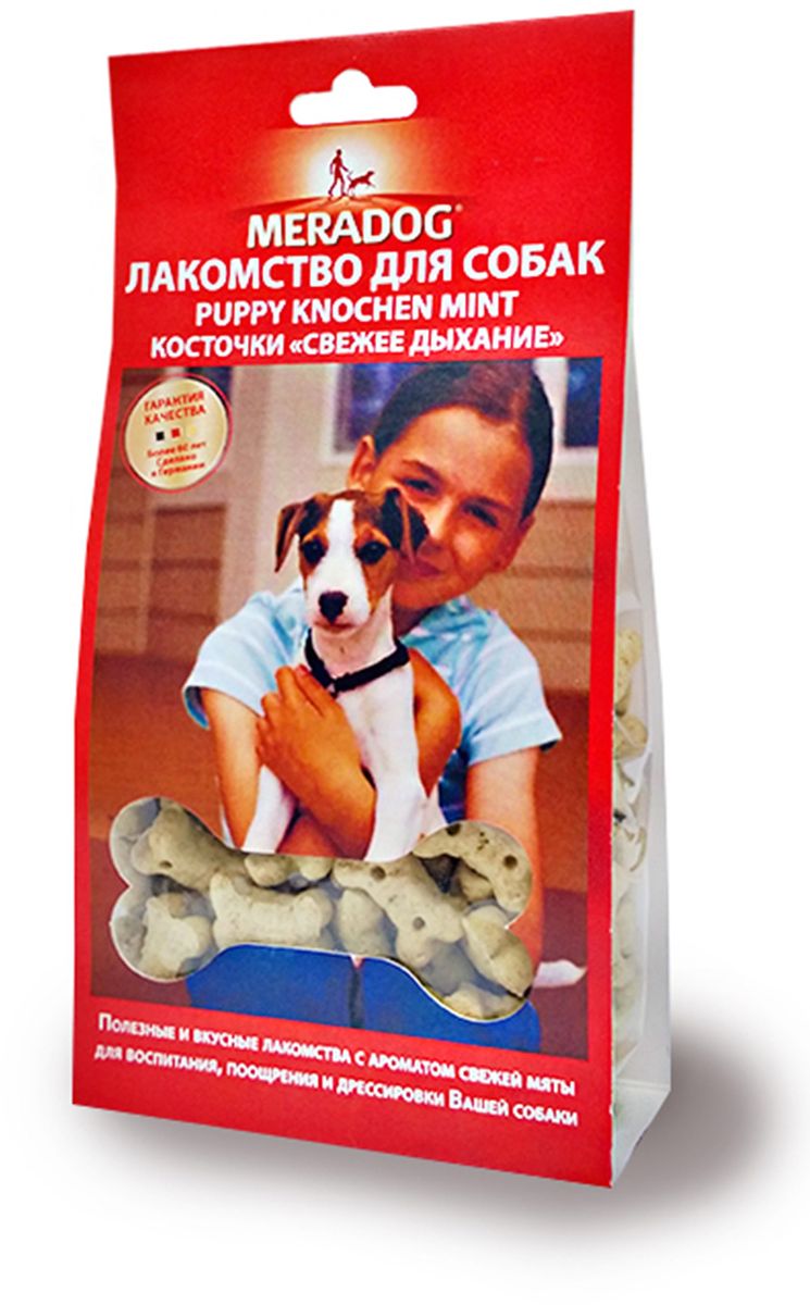 Лакомство для собак Meradog Mint Puppy Knochen. Свежее дыхание, косточки, 150 г0120710 Лакомство для собак Meradog Mint Puppy Knochen. Свежее дыхание, косточки, 150 г0120710Лакомства Meradog - это восхитительное хрустящее печенье, которое не оставит равнодушным ни одну собаку. Лакомства Meradog всегда помогут сделать вашего питомца счастливым, а особый вкус и аромат обязательно доставят ему море удовольствия, и он попросит еще. Лакомства идеально подойдут в качестве угощения и для дрессировки. Воспитание и дрессировка с вкусняшками Meradog приведут вас к цели быстрее, чем вы думаете.Лакомства для собак Meradog - это:- Полезные добавки к основному питанию.- Витамины и минералы, способствующие восстановлению баланса питательных веществ и укреплению здоровья собаки.- Отличная профилактика образования зубного камня и заболеваний полости рта.Побалуйте свою собаку - подарите ей заботу с Meradog.Состав: злаки, овощные субпродукты, масла и жиры (мятное масло 0,04%), минералы, мясо и мясные субпродукты.Товар сертифицирован.