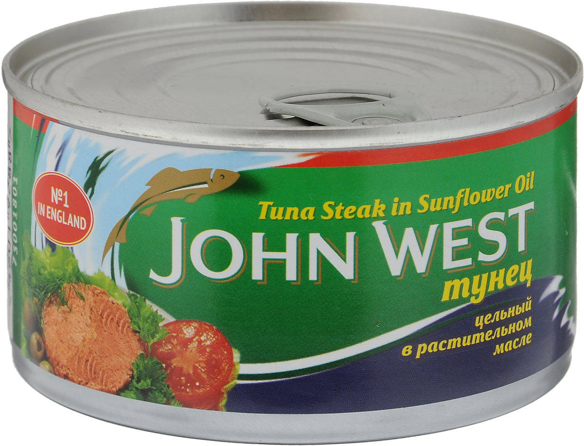 John West тунец цельный в растительном масле, 200 г0120710 John West тунец цельный в растительном масле, 200 г0120710Тунец - очень полезная рыба с замечательным вкусом. В ней содержится небольшое количество жиров, но очень много белков. Тунец - малокалорийный продукт, идеально подходящий для сбалансированного питания.
