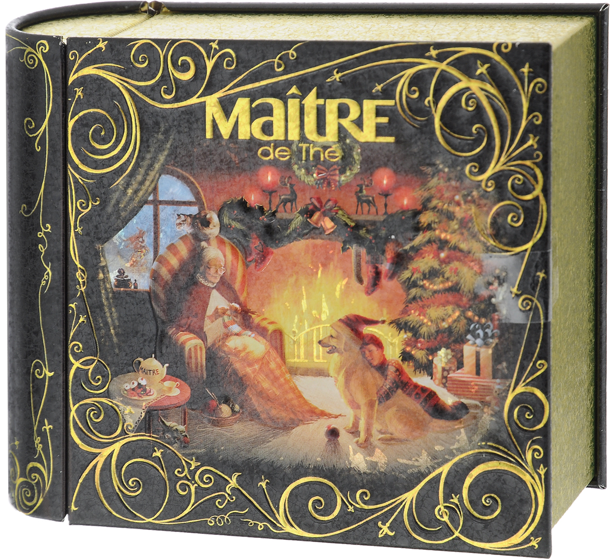 Maitre Сочельник зеленый листовой чай, 50 г0120710 Maitre Сочельник зеленый листовой чай, 50 г0120710Превосходный зеленый ароматизированный листовой чай Maitre Сочельник в новогодней подарочной упаковке в виде толстой книжки. Горящий камин и золотые вензеля притягивают внимание, создавая тысячи искр у новогодней елки! Отлично подойдет в качестве подарка на новогодние праздники.