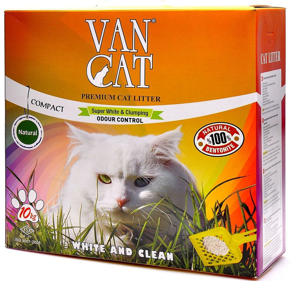 Наполнитель для кошачьих туалетов Van Cat 100% Натуральный, комкующийся, без пыли, 10 кг. 202410120710 Наполнитель для кошачьих туалетов Van Cat 100% Натуральный, комкующийся, без пыли, 10 кг. 202410120710100% натуральныйБелый цвет – символ чистоты и свежести. Так же белый цвет – это символ здоровья. Как нам контролировать здоровье мочевыделительной системы у кошки наиболее простым способом? Только белый наполнитель для кошачьего туалета дает нам такую возможность. Отлично комкуется Гранулы 0,6-2,25 мм Эффективно устраняет неприятные запахи Не пылит, лапы остаются чистыми Способность к абсорбации 300% Безопасен для животных и окружающей среды Экономичен в использовании Сохраняет лоток сухим, прост в уборкеУдобная картонная упаковка