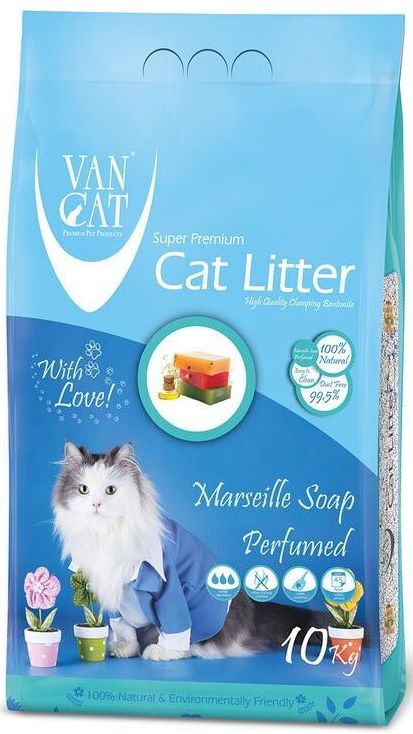 Наполнитель для кошачьих туалетов Van Cat, комкующийся, без пыли, с ароматом Марсельского мыла, 10 кг0120710 Наполнитель для кошачьих туалетов Van Cat, комкующийся, без пыли, с ароматом Марсельского мыла, 10 кг0120710100% натуральныйБелый цвет – символ чистоты и свежести. Так же белый цвет – это символ здоровья. Как нам контролировать здоровье мочевыделительной системы у кошки наиболее простым способом? Только белый наполнитель для кошачьего туалета дает нам такую возможность. Отлично комкуется Гранулы 0,6-2,25 мм Эффективно устраняет неприятные запахи Не пылит, лапы остаются чистыми Способность к абсорбации 300% Безопасен для животных и окружающей среды Экономичен в использовании Сохраняет лоток сухим, прост в уборкеУдобная картонная упаковка