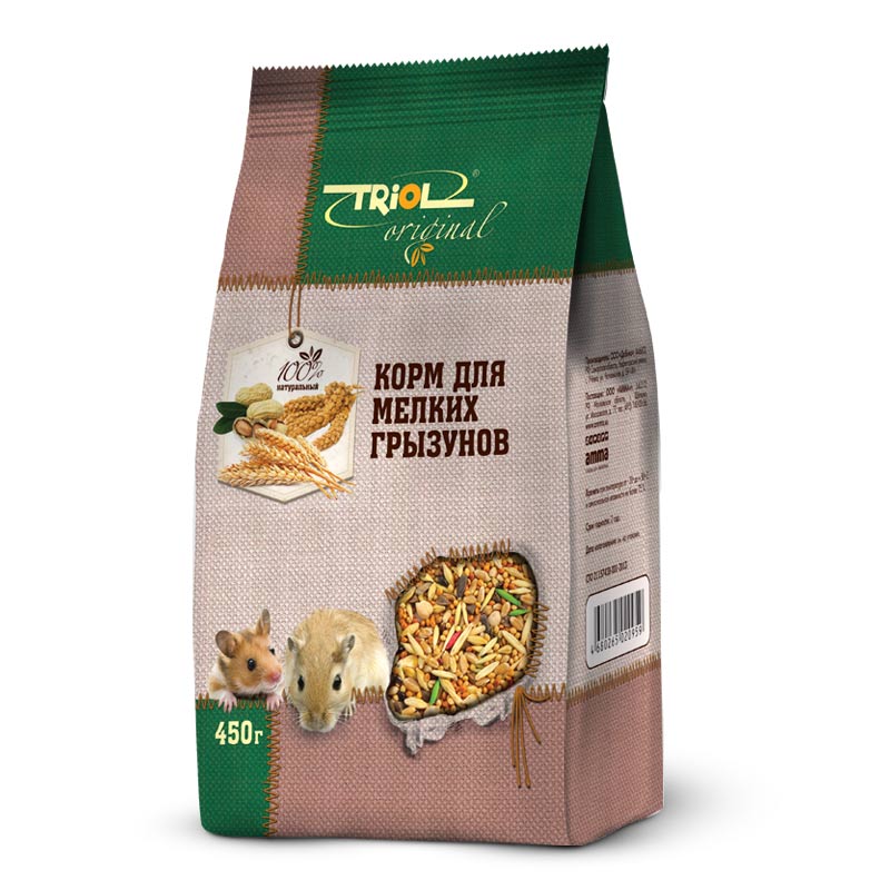Корм Triol Original, для мелких грызунов, 450 г0120710 Корм Triol Original, для мелких грызунов, 450 г0120710Корма и лакомства Triol Original содержат только натуральные ингредиенты и изготовлены из отборного зерна. Оригинальная рецептура учитывает пещевые потребности вашего пернатого питомца. Сбалансированный и разнообразный состав не только удовлетворяет вкусовым предпочтениям, но и укрепляет здоровье.