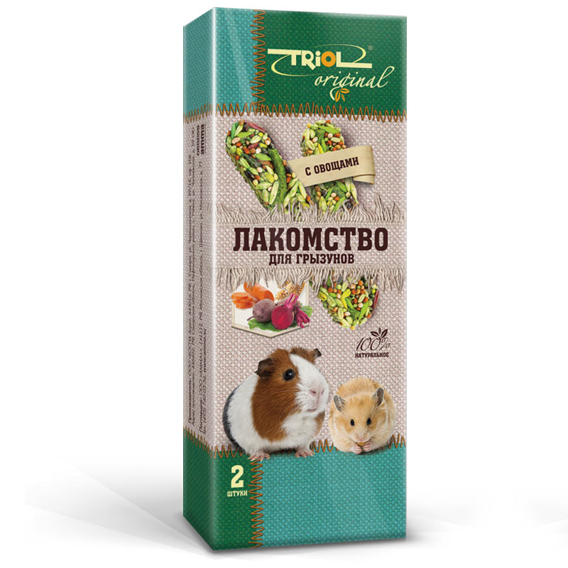 Лакомство для грызунов Triol Original, с овощами, 2 шт0120710 Лакомство для грызунов Triol Original, с овощами, 2 шт0120710Корма и лакомства Triol Original содержат только натуральные ингредиенты и изготовлены из отборного зерна. Оригинальная рецептура учитывает пещевые потребности вашего пернатого питомца. Сбалансированный и разнообразный состав не только удовлетворяет вкусовым предпочтениям, но и укрепляет здоровье.