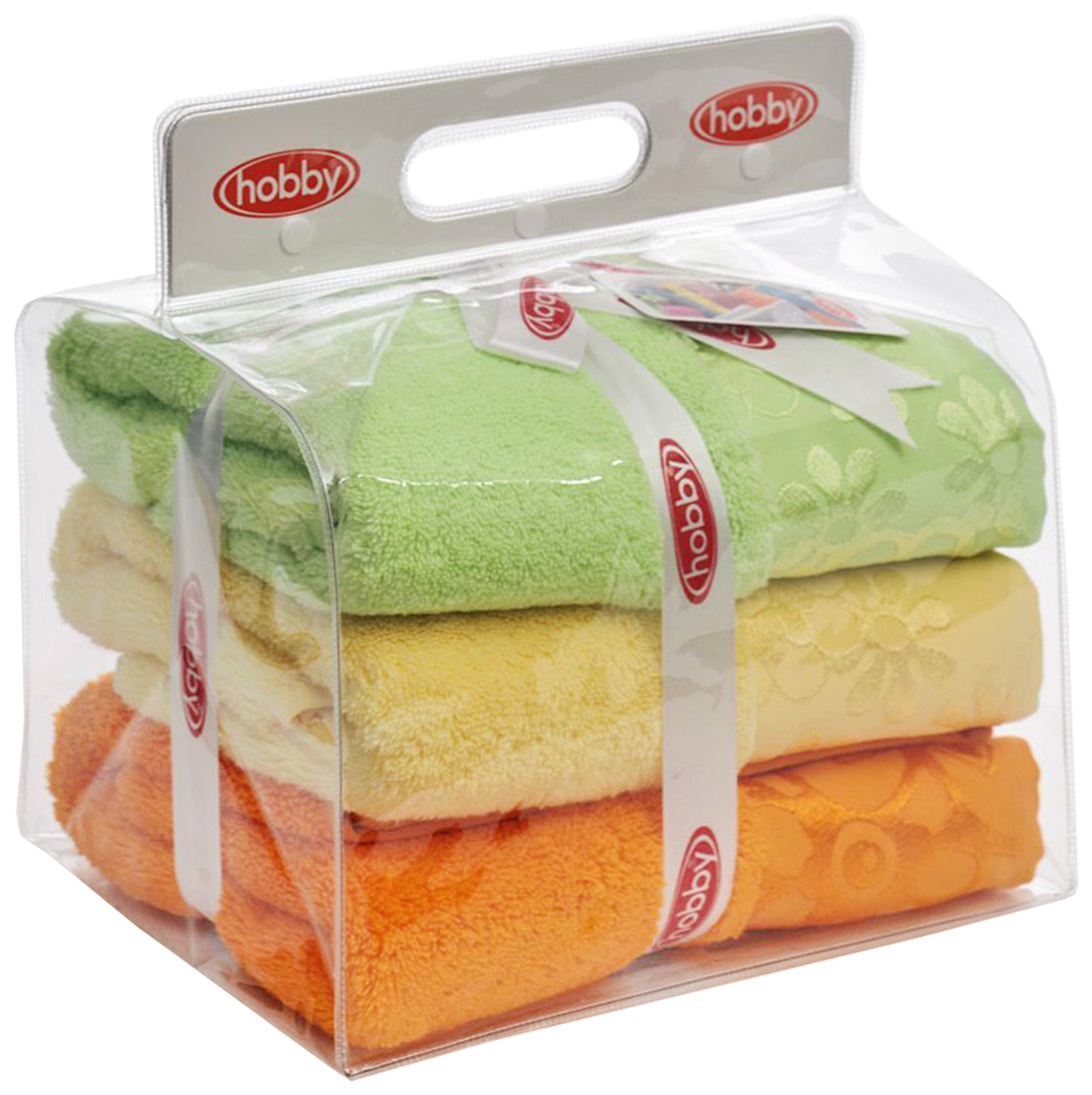 Набор полотенец Hobby Home Collection Dora, цвет: желтый, оранжевый, зеленый, 50 х 90 см, 3 шт531-105 Набор полотенец Hobby Home Collection Dora, цвет: желтый, оранжевый, зеленый, 50 х 90 см, 3 шт531-105Набор Hobby Home Collection Dora состоит из трех махровых полотенец, выполненных из натурального 100% хлопка. Изделия мягкие, отлично впитывают влагу, быстро сохнут, сохраняют яркость цвета и не теряют форму даже после многократных стирок. Полотенца Hobby Home Collection Dora очень практичны и неприхотливы в уходе. Они легко впишутся в любой интерьер благодаря своей нежной цветовой гамме.