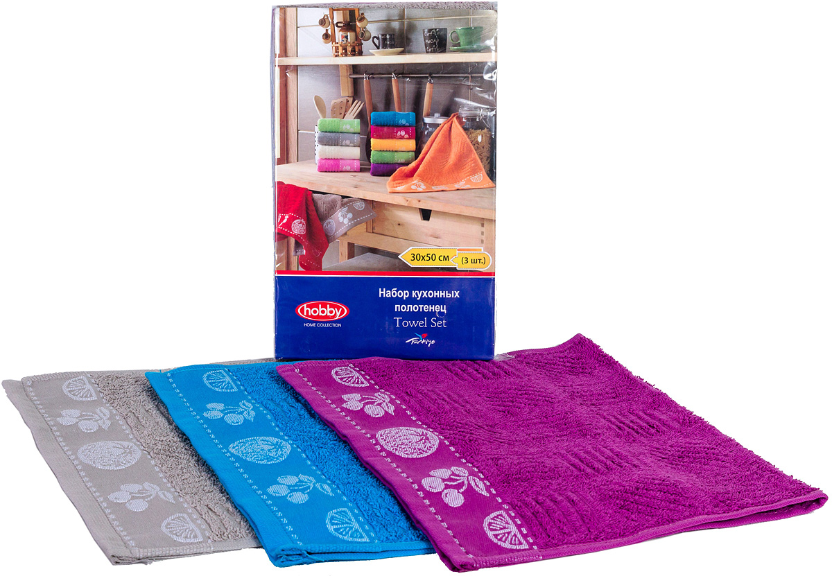 Набор кухонных полотенец Hobby Home Collection Meyve Bahcesi, цвет: бирюзовый, лиловый, серый, 30 х 50 см, 3 штVT-1520(SR) Набор кухонных полотенец Hobby Home Collection Meyve Bahcesi, цвет: бирюзовый, лиловый, серый, 30 х 50 см, 3 штVT-1520(SR)Набор Hobby Home Collection Meyve Bahcesi состоит из 3 кухонных полотенец, выполненных из натурального экологически чистого хлопка. Качество материала гарантирует безопасность не только взрослых, но и самых маленьких членов семьи. Набор полотенец Hobby Home Collection Meyve Bahcesi идеально дополнит интерьер вашей кухни и создаст атмосферу уюта и комфорта.