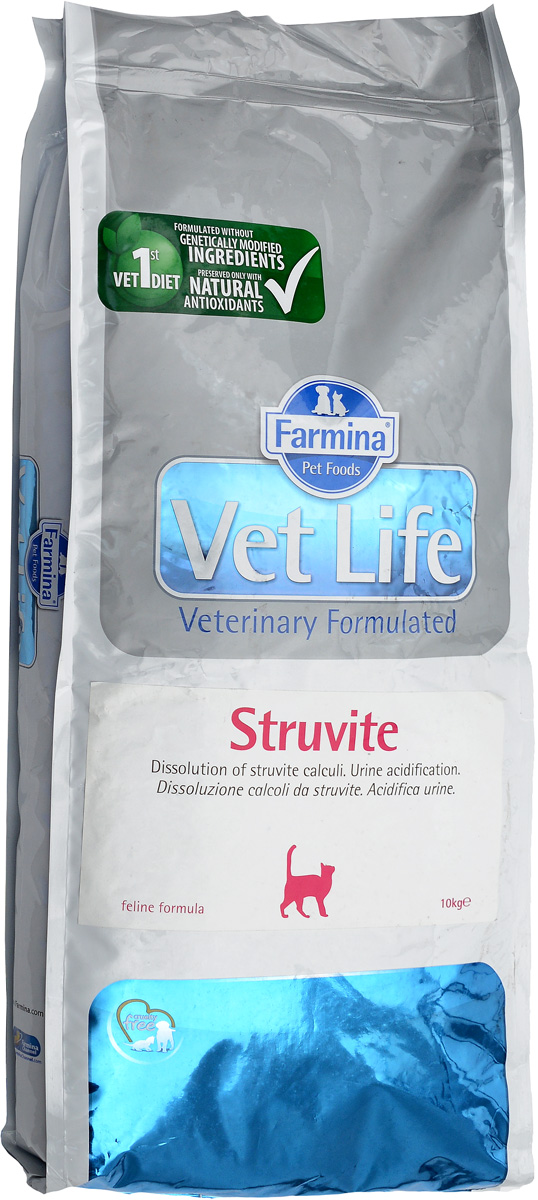 Корм сухой для кошек Farmina Vet Life, диетический, для растворения струвитных уролитов, 10 кг0120710 Корм сухой для кошек Farmina Vet Life, диетический, для растворения струвитных уролитов, 10 кг0120710Сухой корм Farmina Vet Life - это диетическое питание для кошек. Корм способствует растворению струвитных уролитов. Низкое содержание кальция ограничивает вероятность образования уролитов. Низкое содержание магния ограничивает образование струвитов. Товар сертифицирован.