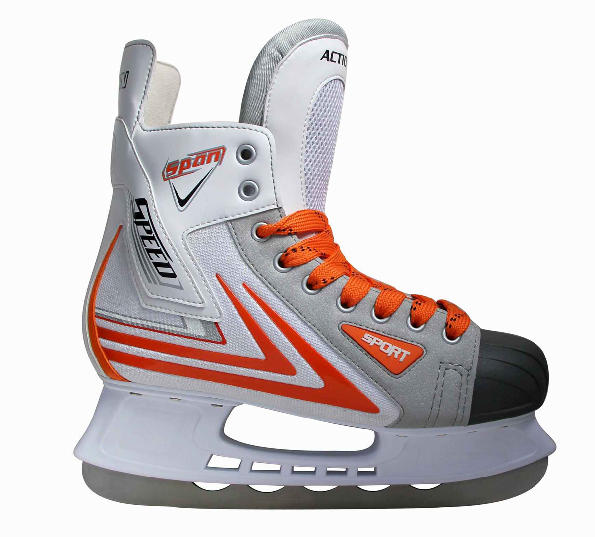 Коньки хоккейные Action, цвет: белый, красный. PW-217. Размер 44Atemi Force 3.0 2012 Black-Gray Коньки хоккейные Action, цвет: белый, красный. PW-217. Размер 44Atemi Force 3.0 2012 Black-GrayКоньки торговой марки Action предназначены для любительского катания на искусственноми естественном льду,произведены из современных высококачественных материалов. Наружная конструкция конька выполнена из нейлона и поливинилхлорида. Непокрытый, нетребующий ухода мысвыполнен из полиуретана. Внутренний слой из поливинилхлорида и сетчатого нейлона. Коньки имеют стельку EVA (этил-винил-ацетат), войлочный язычок и удобный суппортголеностопа.Удобный и надежный механизм застегивания включает в себя шнуровку. Стойка лезвия выполнена из прочного пластика. Лезвие без зубчиков изготовлено изнержавеющей стали соспециальным покрытием, придающим дополнительную прочность. Особенностью данной модели является необычный дизайн лезвия.Предназначены длялюбительского катания.