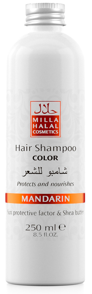 Milla Halal Cosmetics Шампунь для окрашенных волос с маслом ши (карите) и защитным УФ-фактором MILLA MANDARIN, 250МЛFS-00897 Milla Halal Cosmetics Шампунь для окрашенных волос с маслом ши (карите) и защитным УФ-фактором MILLA MANDARIN, 250МЛFS-00897100% натуральный продукт. Шампунь с маслом Ши (Карите) и эфирным маслом Мандарина укрепляет волосы, защищает цвет окрашенных волос. После применения шампуня волосы выглядят как свежеокрашенные, имеют нужный тон, становятся блестящими и шелковистыми. Специальная формула шампуня защищает и питает волосы. Солнцезащитный компонент, присутствующий в масле ши, защищает волосы от негативного воздействия окружающей среды, а также способствует устойчивости тона окрашенных волос.