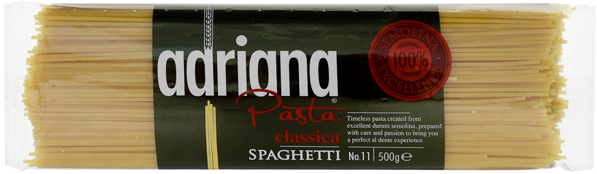 Adriana Spaghetti паста, 500 г0120710 Adriana Spaghetti паста, 500 г0120710Adriana - высококачественная паста из 100% семолины.Только 100% семолина или качественная мука из специальных твердых сортов пшеницы гарантирует, что паста, даже после превышения рекомендуемого времени приготовления, не разварится и не слипнется после охлаждения.Еда не должна служить лишь для утоления голода, а должна приносить и возвышенные чувства приятного удовлетворения. Каждый из нас хотел бы открыть для себя новые вкусы и новые впечатления. Ужин должен быть не только завершением дня, но также возможностью встретиться с близкими и друзьями, чтобы насладиться едой. Паста Adriana имеет превосходные вкусовые качества и полезные свойства. Благодаря большому количеству клетчатки, белка и минимуму жиров - низкокалорийная, что помогает всегда оставаться в идеальной форме. В ее состав входят рибофлавин, который способствует снижению усталости, витамины группы В, необходимые для здоровья.Способ приготовления: варить макаронные изделия в кипящей подсоленной воде (1 литр воды на 100 грамм макаронных изделий). Можете добавить столовую ложку растительного масла. Варить в течение 7-9 минут, постоянно помешивая. В конце приготовления попробуйте. Слейте воду и подавайте на стол.