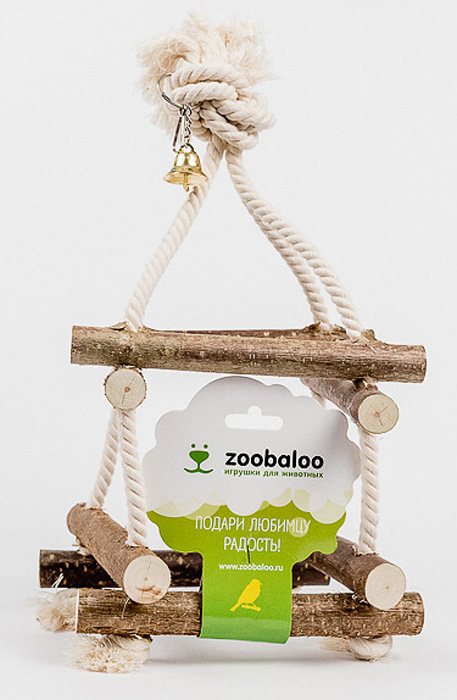 Игрушка для птиц Zoobaloo Качели. 5480120710 Игрушка для птиц Zoobaloo Качели. 5480120710Игрушка Zoobaloo Качели - это отличный аксессуар для клетки ваших пернатых друзей. Качели выполнены в виде деревянных жердочек из орешника, оборудованы маленьким колокольчиком и металлическим карабином для подвешивания к клетке. Чтобы обезопасить лапки пернатых любимцев, брусочки соединены хлопковой веревкой.
