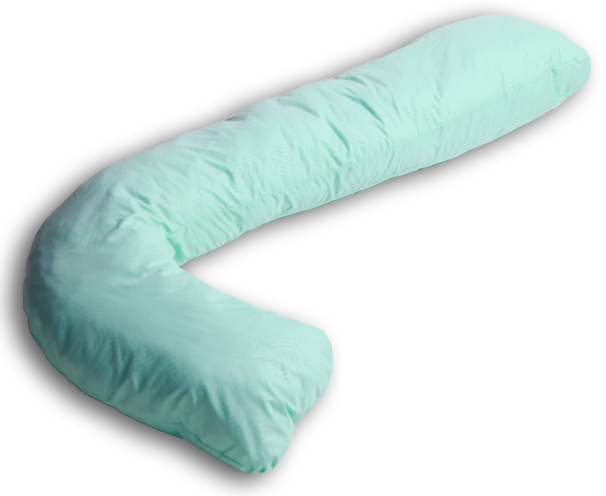 Body Pillow Подушка для беременных и кормящих L-образная цвет мятныйL75х150 пено мят Body Pillow Подушка для беременных и кормящих L-образная цвет мятныйL75х150 пено мятПодушка для беременных Body Pillow в форме L – практичная, компактная, и очень удобная. Самое популярное использование в четырех позах:1. Длинная сторона под животик, короткая под голову2. Длинная сторона под животик, короткая между бедер3. Длинная сторона под спинку, короткая под голову4. Длинная сторона под спинку, короткая между бедерДлина длинной стороны 150 см, длина короткой стороны 75 см. Наполнитель подушки – шарики пенополистирола – похожи на шарики анти-стресс, но диаметром 3-4 мм - это гипоаллергенный материал, который на 80% состоит из воздуха, заключенного в микроскопические клетки из вспененного полистирола.Благодаря особенности наполнителя, подушка жесткая, практически не поддается деформации и не пружинит. Благодаря этому свойству подушка идеально подойдет и для девушек с пышными формами. Контур подушки подстраивается под форму тела (шарики распределяются под весом тела). При перемещении шариков подушка издает шуршащие звуки.В комплекте есть съемная наволочка на молнии модного мятного цвета с рельефным узором (тиснением). Очень мягкая и приятная на ощупь ткань.