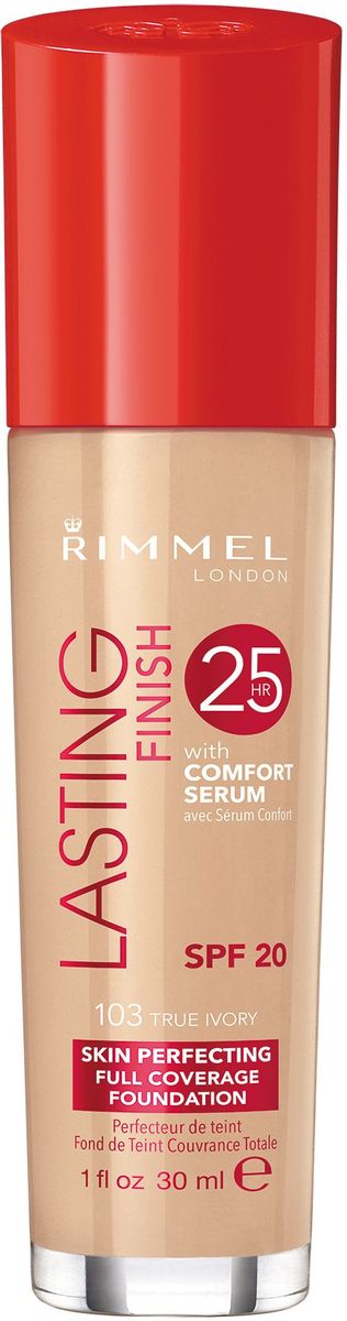 Rimmel Тональный крем Lasting Finish Comfort Found, тон № 103, 30 мл34990297103 Rimmel Тональный крем Lasting Finish Comfort Found, тон № 103, 30 мл34990297103Безупречный макияж до 25 часов. Формула с активными ингредиентами: минеральный комплекс заряжает энергией уставшую кожу, а сыворотка Comfort с витамином Е и гиалуроновой кислотой увлажняет кожу. Не тускнеет, не смазывается, не боится стрессов. Солнцезащитный фактор SPF 20.