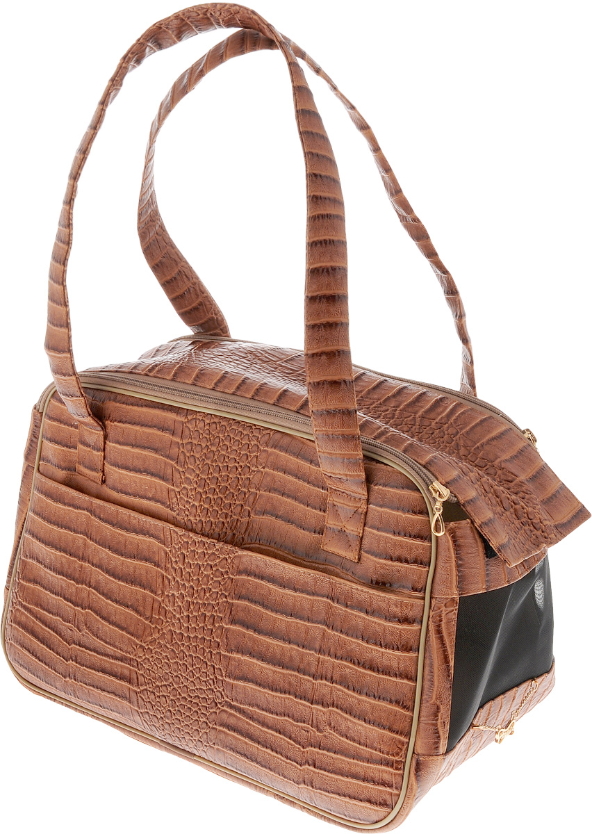 Сумка-переноска для животных Dogmoda Берлин, 39 х 22 х 25 см0120710 Сумка-переноска для животных Dogmoda Берлин, 39 х 22 х 25 см0120710Сумка-переноска для животных Dogmoda Берлин изготовлена из искусственной кожи. Такая сумка подойдет для переноски и кошек, и собак мелких пород. Сумка имеет вход сверху, который закрывается на застежку-молнию. Боковые стороны оснащены сеткой, чтобы питомец смог дышать. Снаружи расположен открытый карман для хранения мелочей. Для удобной переноски предусмотрено 2 ручки. Изделие снабжено съемной подстилкой, что облегчает уход и поддержание гигиены. Вместительная и удобная сумка-переноска сделает комфортной самую длительную поездку с вашим питомцем.