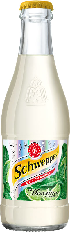 Schweppes Мохито напиток сильногазированный, 0,25 л0120710 Schweppes Мохито напиток сильногазированный, 0,25 л0120710Schweppes Мохито – освежающий напиток со вкусом лайма и мяты с традиционной для Schweppes горчинкой. Это изысканный продукт, пополнивший портфель бренда Schweppes в 2015 году.