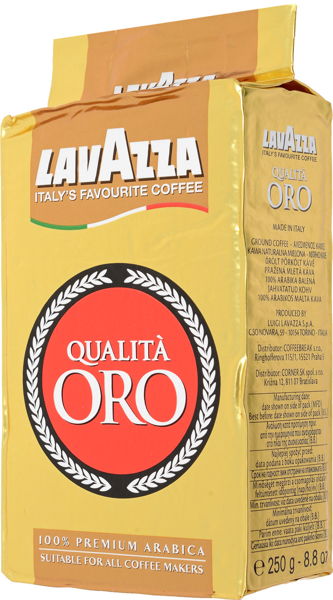 Lavazza Qualita Oro кофе молотый, 250 г (в/у)0120710 Lavazza Qualita Oro кофе молотый, 250 г (в/у)0120710Ароматный напиток Lavazza Qualita Oro, созданный для требовательного кофемана с утонченным вкусом. Тщательно подобранный купаж создан из 100 % высокогорной арабики, выращенной на лучших плантациях Центральной Америки. Средняя обжарка и высокое качество сырья позволяют получить ярко выраженный красочный вкус и запоминающийся аромат, наполненный выразительной цветочной нотой с небольшой горчинкой.
