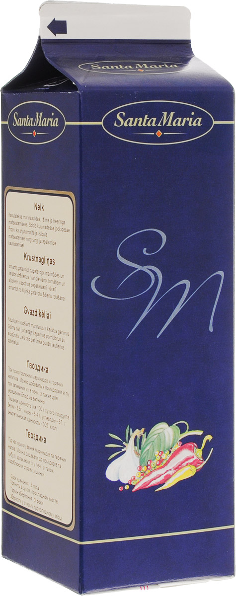 Santa Maria Гвоздика (соцветие), 350 г10137 Santa Maria Гвоздика (соцветие), 350 г10137Гвоздика Santa Maria прекрасно подходит для маринования овощей, приготовления маринадов и горячих напитков. Добавляют к мясу, при выпечке, а также используют для украшения блюд.