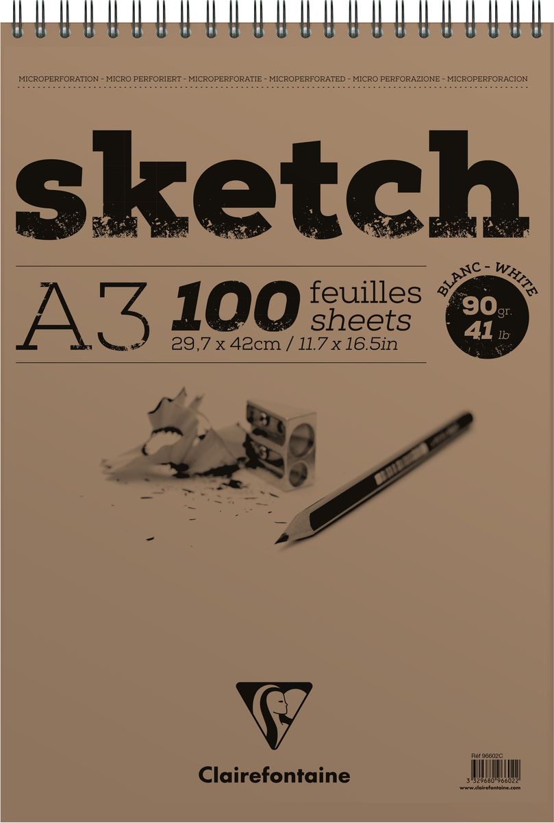 Блокнот Clairefontaine Sketch, для сухих техник, на спирали, цвет: белый, формат A3, 100 листов96602С Блокнот Clairefontaine Sketch, для сухих техник, на спирали, цвет: белый, формат A3, 100 листов96602СОригинальный блокнот Clairefontaine идеально подойдет для памятных записей, любимых стихов, рисунков и многого другого. Плотная обложкапредохраняет листы от порчи изамятия. Такой блокнот станет забавным и практичным подарком - он не затеряется среди бумаг, и долгое время будет вызывать улыбку окружающих.