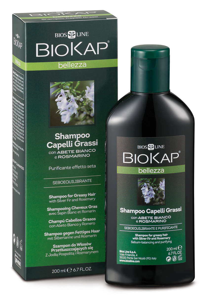 BioKap Шампунь для жирных волос, 200 млFS-00897 BioKap Шампунь для жирных волос, 200 млFS-00897Предназначен для ухода за жирными волосами. Специальная формула позволяет ежедневное использование. Питает, увлажняет, защищает волосы и кожу головы, не нарушая естественный липидный баланс. Волосы безукоризненной чистоты, послушные, сильные, крепкие, мягкие и сияющие, без жирного блеска и слипшихся прядей.