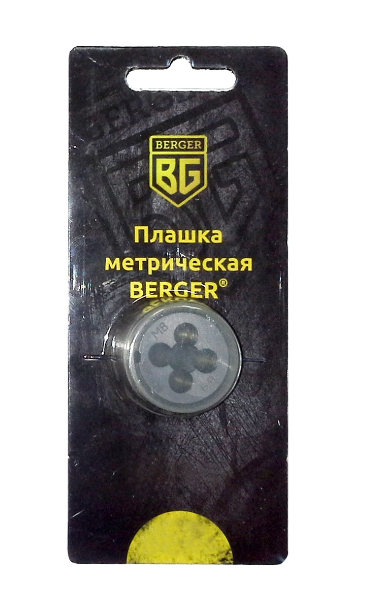 Плашка метрическая Berger, М8 х 1 мм. BG100580621 Плашка метрическая Berger, М8 х 1 мм. BG100580621Плашки изготовлены из инструментальной легированной стали 9ХС (средняя твердость 61 HRC), обладают повышенной износостойкостью, упругостью, сопротивлением к изгибу и кручению, стойкостью к контактным нагрузкам. Упаковка - блистер. Маркировка плашки облегчает идентификацию.