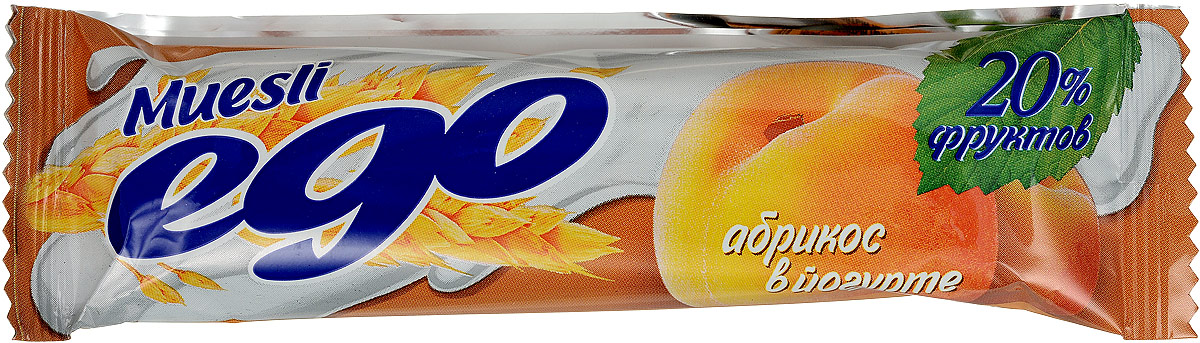 Ego Батончик мюсли со вкусом Абрикос в йогурте, 25 г батончики спортивные диадар батончик мюсли ego орех в шоколаде 35шт 25 гр