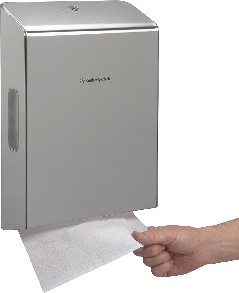 Диспенсер Kimberly-Clark Professional, для сложенных бумажных полотенец. 7259AL-005 Диспенсер Kimberly-Clark Professional, для сложенных бумажных полотенец. 7259AL-005Новый диспенсер KIMBERLY-CLARK PROFESSIONAL® пополнит линейку эксклюзивных нержавеющих диспенсеров. Премиальный диспенсер, подходящий под любой интерьер. Диспенсер выполнен из высококачественной нержавеющей стали 2 мм (марка 304 - высокое сопротивление коррозии/окислению). Запирается на ключ, имеет окно для контроля над наличием расходного материала. Оснащен внутренним стабилизатором зажима для фиксации положения расходного материала, что исключит некорректность подаваемых полотенец. Продукция сертифицирована и имеет стандарты качества ISO9001 и ISO14001. Совместим с полотенцами: 1890, 4375, 4632.