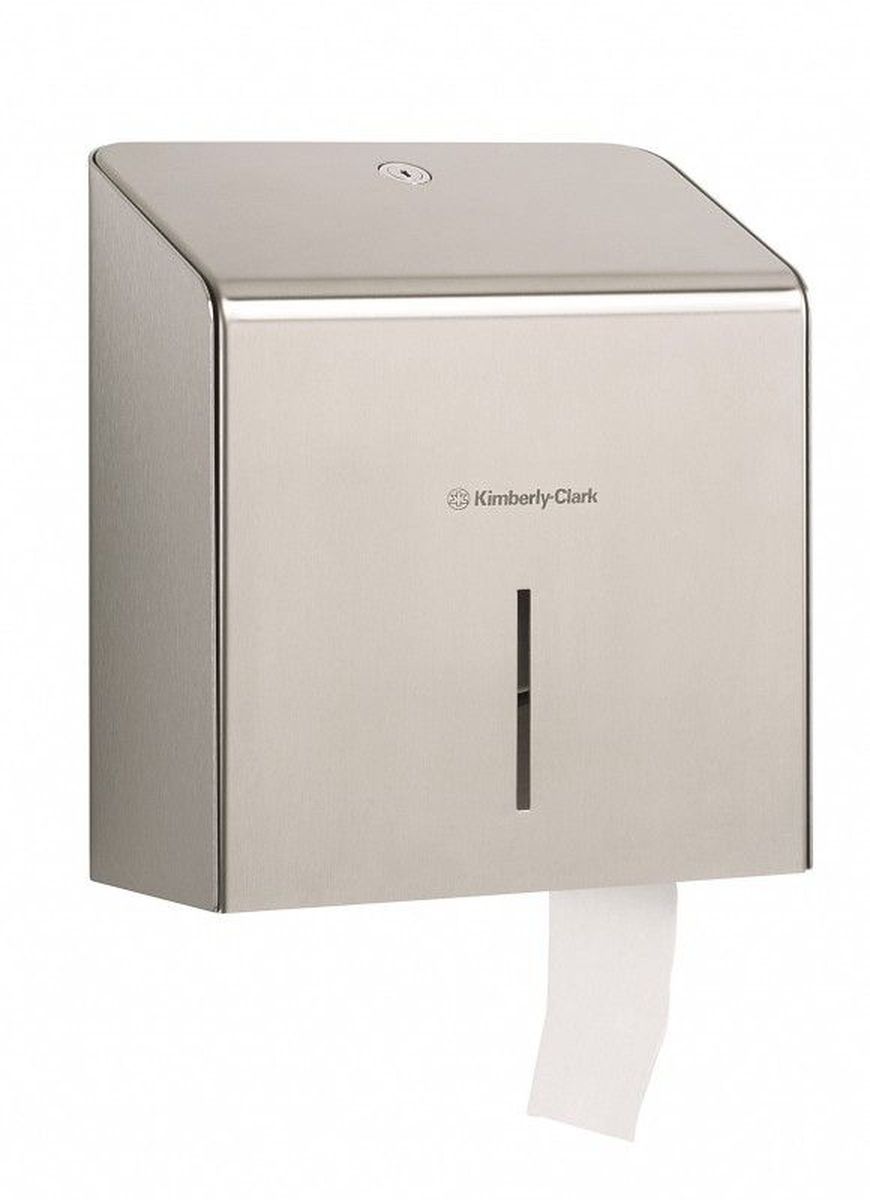 Диспенсер для туалетной бумаги Kimberly-Clark Professional. Jumbo, большой рулон. 897468/5/1 Диспенсер для туалетной бумаги Kimberly-Clark Professional. Jumbo, большой рулон. 897468/5/1Ассортимент профессиональных диспенсеров для рулонной туалетной бумаги, которые выполнены в одном стиле с диспенсерами для мыла и для полотенец для рук Kimberly-Clark Professional. Диспенсеры мотивируют сотрудников соблюдать гигиенические нормы, повышают уровень комфорта, демонстрируют заботу о персонале и помогают сократить расходы. Идеальное решение, обеспечивающее подачу туалетной бумаги в рулонах Jumbo без прикосновения к диспенсеру в туалетных комнатах офисов и гостиниц с высокой проходимостью при высоких требованиях к внешнему виду. Помогает снизить риск перекрестного загрязнения и предотвратить распространение бактерий, обеспечивает экономию средств, отличается большой вместимостью и простотой обслуживания.Формат поставки: элегантный диспенсер; надежное крепление, корпус выполнен из нержавеющей стали. Совместим с туалетной бумагой KLEENEX 8512.