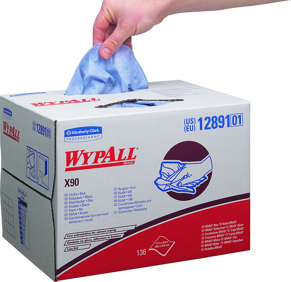 Салфетки бумажные Wypall Х90, 152 шт. 12891787502 Салфетки бумажные Wypall Х90, 152 шт. 12891787502Бумажные салфетки Wypall Х90, изготовленные из целлюлозы и синтетики, обладают отличной впитывающей способностью, долговечностью и прочностью, как в сухом, так и во влажном состоянии. Салфетки могут использоваться с большинством растворителей, обеспечивают быструю очистку и помогают сократить расходы. Подходят для работы по очистке от клея, масла, мусора, стекол, а также для прецизионной очистки сложных механизмов и деталей. Салфетки Wypall Х90 могут использоваться с переносными или стационарными диспенсерами для контроля расхода продукта и уменьшения объема отходов.