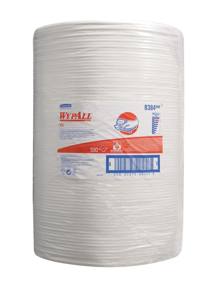Полотенца бумажные Wypall Х70, 500 шт. 8384MF-1F-12/24 Полотенца бумажные Wypall Х70, 500 шт. 8384MF-1F-12/24Полотенца Wypall Х70 отличной впитывающей способностью, долговечностью и прочностью, как в сухом, так и во влажном состоянии. Подходят для работы по очистке от клея, масла, мусора, стекол, а также для прецизионной очистки сложных механизмов и деталей. Полотенца Wypall Х70 могут использоваться с переносными или стационарными диспенсерами для контроля расхода продукта и уменьшения объема отходов.