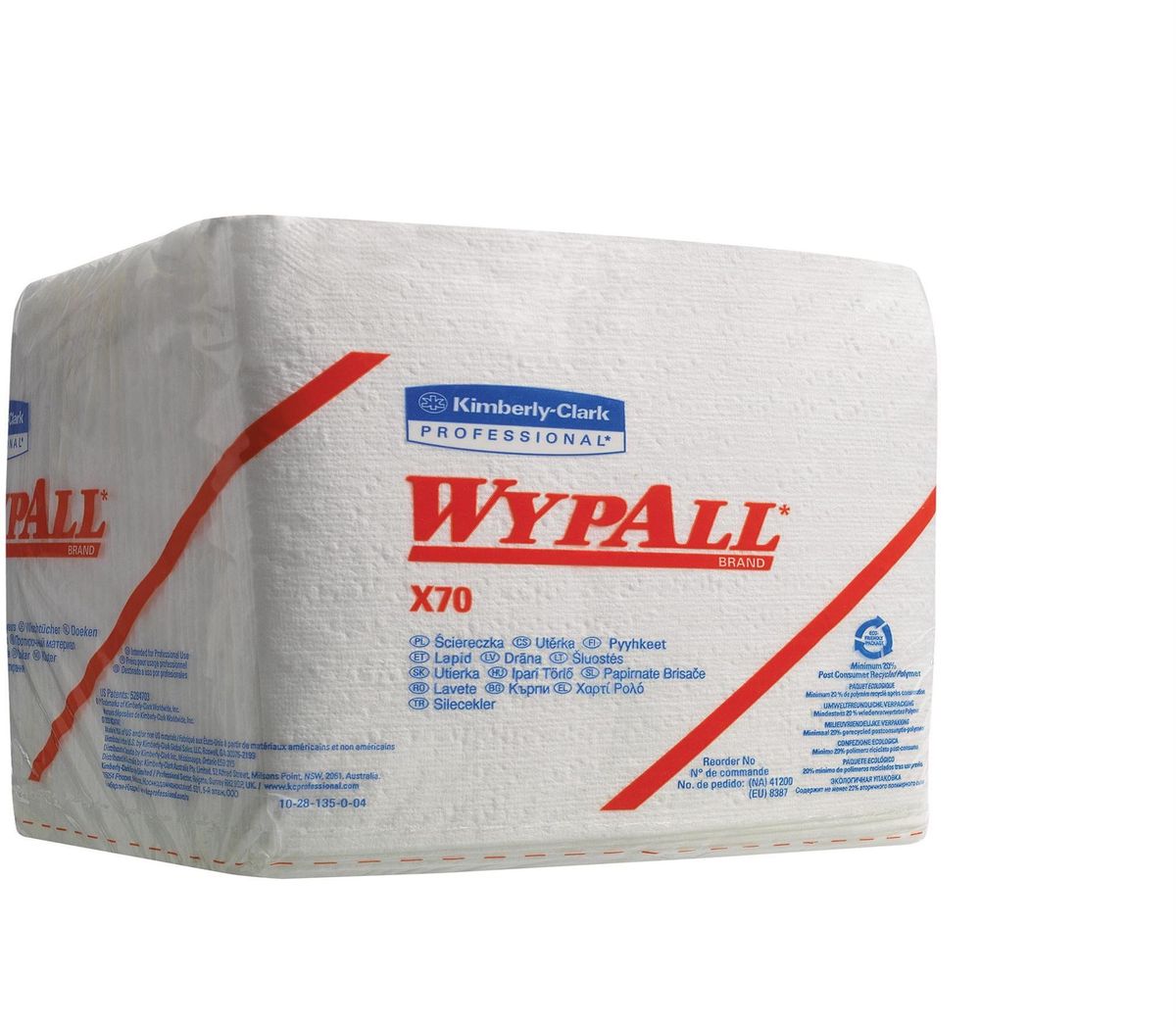 Салфетки бумажные Wypall Х70, 152 шт391602 Салфетки бумажные Wypall Х70, 152 шт391602Бумажные салфетки Wypall Х70 обладают отличной впитывающей способностью, долговечностью и прочностью, как в сухом, так и во влажном состоянии. Подходят для работы по очистке от клея, масла, мусора, стекол, а также для прецизионной очистки сложных механизмов и деталей. Салфетки Wypall Х70 могут использоваться с переносными или стационарными диспенсерами для контроля расхода продукта и уменьшения объема отходов.