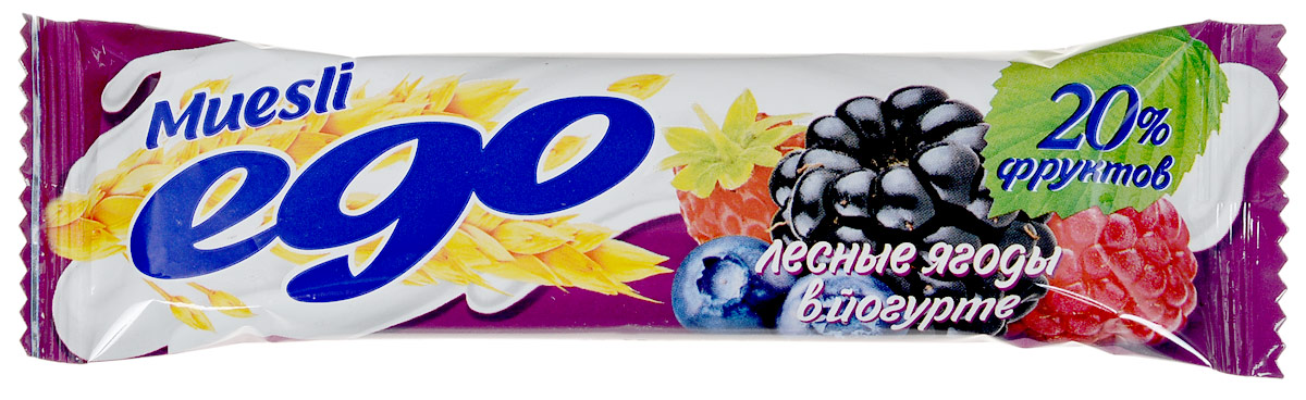 Ego Батончик мюсли со вкусом Лесные ягоды в йогурте, 25 г батончики спортивные диадар батончик мюсли ego орех в шоколаде 35шт 25 гр
