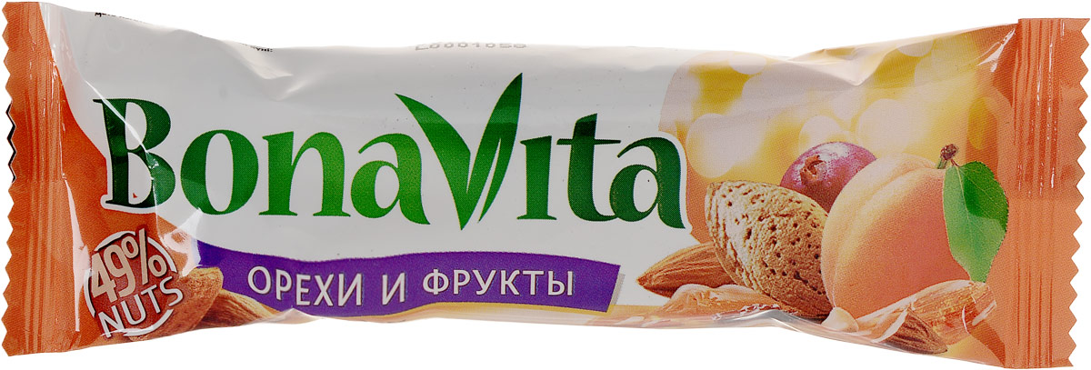 Bona Vita Батончик ореховый с фруктами и медом, 35 г4650062590139_ЗВ Bona Vita Батончик ореховый с фруктами и медом, 35 г4650062590139_ЗВБатончик ореховый с фруктами и медом Bona Vita выпускается отечественным производителем в соответствии с европейскими стандартами качества и безопасности.Батончик сочетает в себе полезные свойства различных орехов (миндаль, грецкий орех, фисташки, арахис, бразильский орех, кокос), сваренных с медом и фруктозой, с добавлением злаков и сушеных фруктов, покрытых шоколадной или йогуртовой глазурью. Ореховые батончики Bona Vita - это полезное и вкусное лакомство для всей семьи!Уважаемые клиенты! Обращаем ваше внимание, что полный перечень состава продукта представлен на дополнительном изображении.
