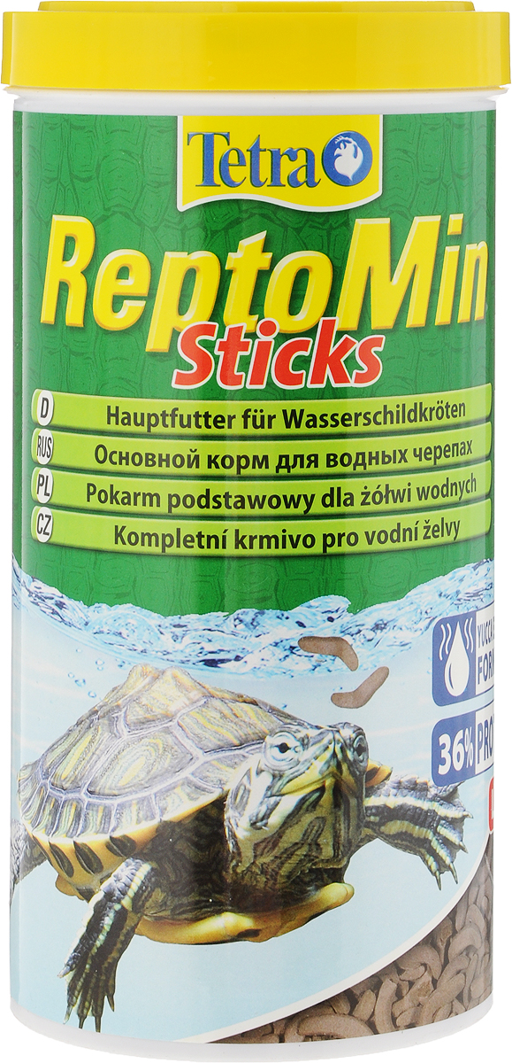 Корм для водных черепах Tetra ReptoMin, палочки, 1 л (220 г)0120710 Корм для водных черепах Tetra ReptoMin, палочки, 1 л (220 г)0120710Корм Tetra ReptoMin - полноценный сбалансированный питательный корм высшего качества для любых видов водных черепах. Поддерживает здоровье, нормальный рост и придает жизненные силы. Оптимальное соотношение кальция и фосфора для формирования твердого панциря и крепких костей. Запатентованная БиоАктив-формула обеспечивает здоровую иммунную систему.Состав: растительные продукты, рыба и побочные рыбные продукты, экстракты растительного белка, дрожжи, минеральные вещества, моллюски и раки, масла и жиры, водоросли. Аналитические компоненты: сырой белок 39%, сырые масла и жиры 4,5%, сырая клетчатка 2%, влага 9%, кальций 3,3%, фосфор 1,3%. Добавки: витамин А 29550 МЕ/кг, витамин Д3 1845 МЕ/кг, Е5 марганец 134 мг/кг, Е6 цинк 80 мг/кг, Е1 железо 52 мг/кг, Е3 кобальт 0,9 мг/кг, красители, антиоксиданты. Товар сертифицирован.