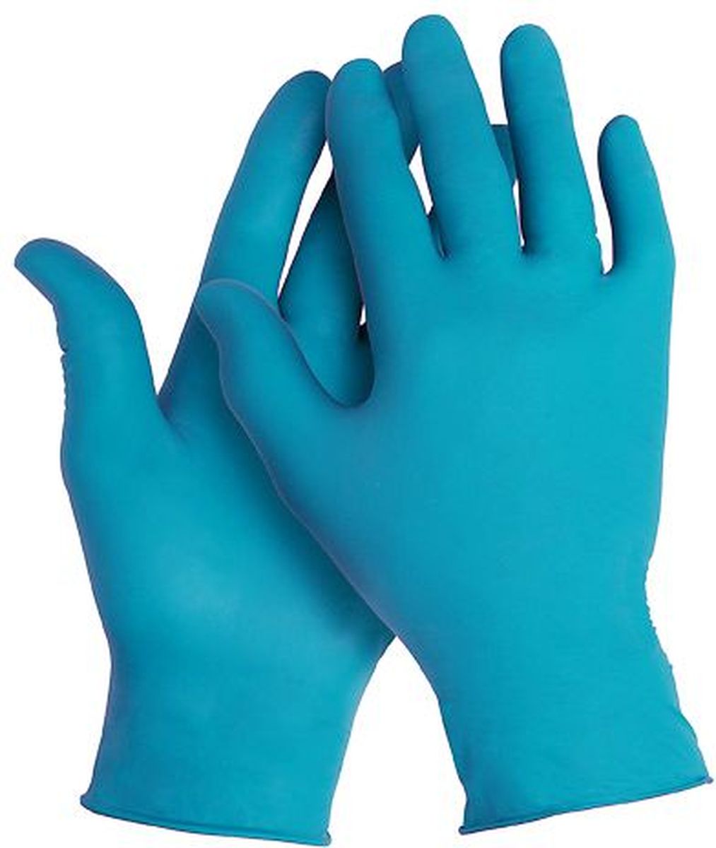 Перчатки хозяйственные Kleenguard G10 Blue Nitrile, размер 9 (L), цвет: голубой, 500 шт10684/5C TOON Перчатки хозяйственные Kleenguard G10 Blue Nitrile, размер 9 (L), цвет: голубой, 500 шт10684/5C TOONАссортимент нитриловых защитных перчаток общего применения. Прочные тонкие нитриловые перчатки - идеальное решение, обеспечивающее защиту СИЗ категории I (CE Simple) в автомобильной промышленности, в машиностроении, при работах на складах, выполнении инженерно-технических работ, очистки, в пищевой промышленности и на предприятиях общественное питания. Прочные и эргономичные перчатки с улучшенным захватом и повышенной тактильной чувствительностью для работ с мелкими деталями. Могут быть использованы в пищевой промышленности или HoReCa.Формат поставки: перчатки с универсальным дизайном для обеих рук; толщина 0,12 мм; не содержат присыпку и латекс; усиленная манжета для дополнительной прочности, рельефная поверхность пальцев для лучшего захвата; широкий ассортимент размеров - от XS до XL - обеспечивает комфортное ношение.Размеры:57370 - XS (6)57371 - S (7)57372 - M (8)57373 - L (9)57374 - XL (10)