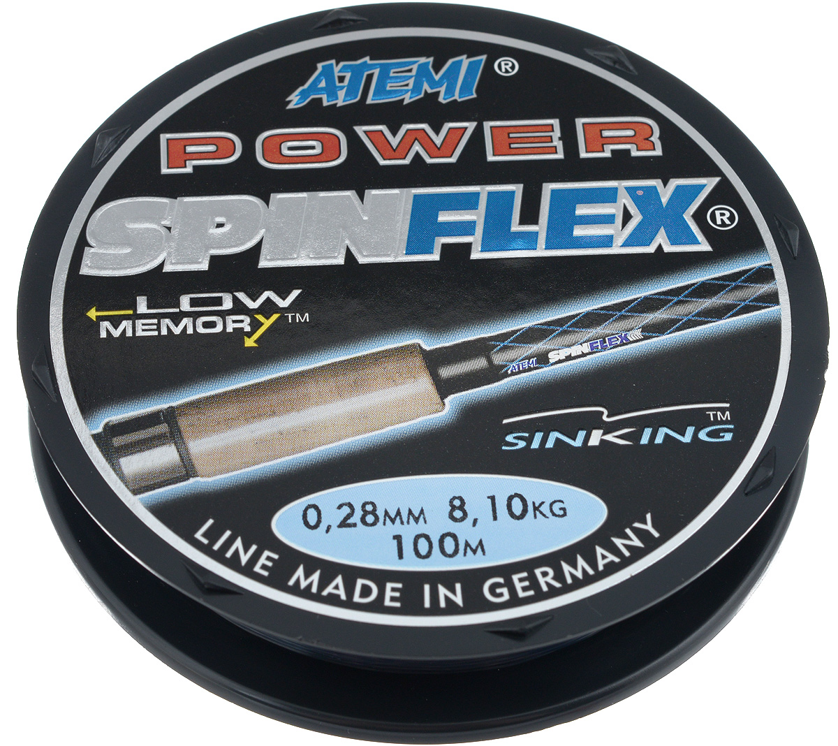 Леска Atemi Spinflex Power, 100 м, 0,28 мм, 8,1 кг59279 Леска Atemi Spinflex Power, 100 м, 0,28 мм, 8,1 кг59279Леска Atemi Spinflex Power изготовлена из 100% нейлона. Новая молекулярная структура изделия отличается повышенной сопротивляемостью к разрыву, но при этом леска способна и растягиваться.