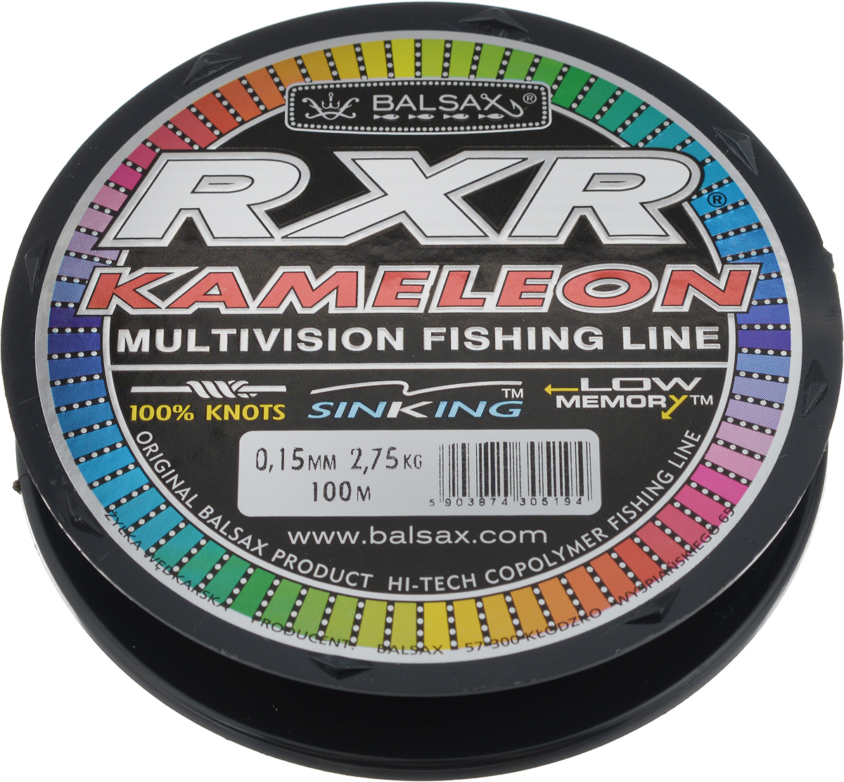 Леска Balsax RXR Kameleon, 100 м, 0,15 мм, 2,75 кг59259 Леска Balsax RXR Kameleon, 100 м, 0,15 мм, 2,75 кг59259Леска последнего поколения Balsax RXR Kameleon выполнена из 100% нейлона и не боится истирания. Благодаря особым условиям производства, она способна изменять цвет, приспосабливаясь к внешним условиям. Тесты показали, что такая леска отличается высокой прочностью при растяжении и прочностью в местах вязки узлов. Она не меняет форму и не скручивается. Леска Balsax RXR Kameleon позволяет надежнее засечь рыбу и дает возможность чувствовать каждое движение приманки.