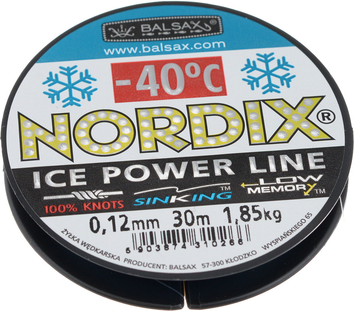 Леска зимняя Balsax Nordix, 30 м, 0,12 мм, 1,85 кг304-10028 Леска зимняя Balsax Nordix, 30 м, 0,12 мм, 1,85 кг304-10028Леска Balsax Nordix изготовлена из 100% нейлона и очень хорошо выдерживает низкие температуры. Даже в самом холодном климате, при температуре вплоть до -40°C, она сохраняет свои свойства практически без изменений, в то время как традиционные лески становятся менее эластичными и теряют прочность.Поверхность лески обработана таким образом, что она не обмерзает и отлично подходит для подледного лова. Прочна в местах вязки узлов даже при минимальном диаметре.