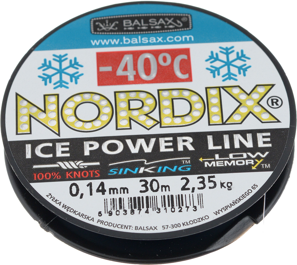 Леска зимняя Balsax Nordix, 30 м, 0,14 мм, 2,35 кг304-10025 Леска зимняя Balsax Nordix, 30 м, 0,14 мм, 2,35 кг304-10025Леска Balsax Nordix изготовлена из 100% нейлона и очень хорошо выдерживает низкие температуры. Даже в самом холодном климате, при температуре вплоть до -40°C, она сохраняет свои свойства практически без изменений, в то время как традиционные лески становятся менее эластичными и теряют прочность.Поверхность лески обработана таким образом, что она не обмерзает и отлично подходит для подледного лова. Прочна в местах вязки узлов даже при минимальном диаметре.