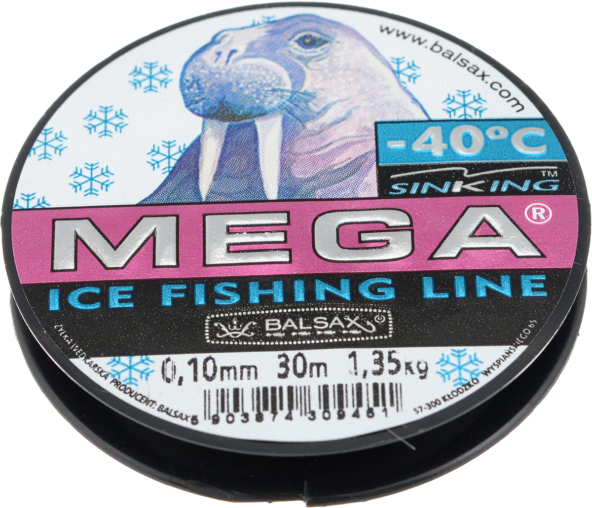 Леска зимняя Balsax Mega, 30 м, 0,10 мм, 1,35 кг5252282 Леска зимняя Balsax Mega, 30 м, 0,10 мм, 1,35 кг5252282Леска Balsax Mega изготовлена из 100% нейлона и очень хорошо выдерживает низкие температуры. Даже в самом холодном климате, при температуре вплоть до -40°C, она сохраняет свои свойства практически без изменений, в то время как традиционные лески становятся менее эластичными и теряют прочность.Поверхность лески обработана таким образом, что она не обмерзает и отлично подходит для подледного лова. Прочна в местах вязки узлов даже при минимальном диаметре.