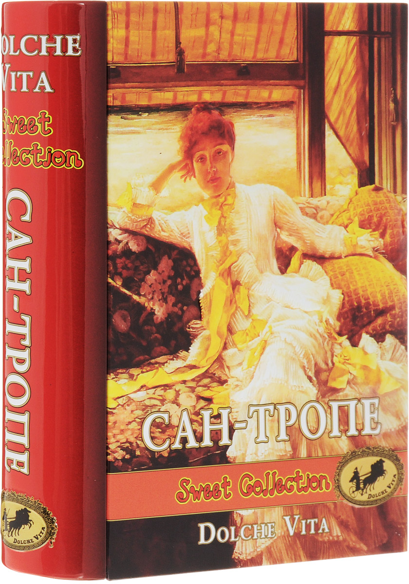 Dolche Vita Сан-Тропе черный ароматизированный листовой чай, 100 г (подарочная шкатулка)101246 Dolche Vita Сан-Тропе черный ароматизированный листовой чай, 100 г (подарочная шкатулка)101246Цейлонский чёрный крупнолистовой чай Dolche Vita Сан-Тропе с листьями чёрной смородины, календулы, вереском, кусочками манго, ягодами клюквы, ежевики и годжи. Ароматизирован натуральным маслом черники. Упакован в металлическую коробку-книжку и послужит хорошим подарком для друзей и близких.Уважаемые клиенты! Обращаем ваше внимание, что полный перечень состава продукта представлен на дополнительном изображении.