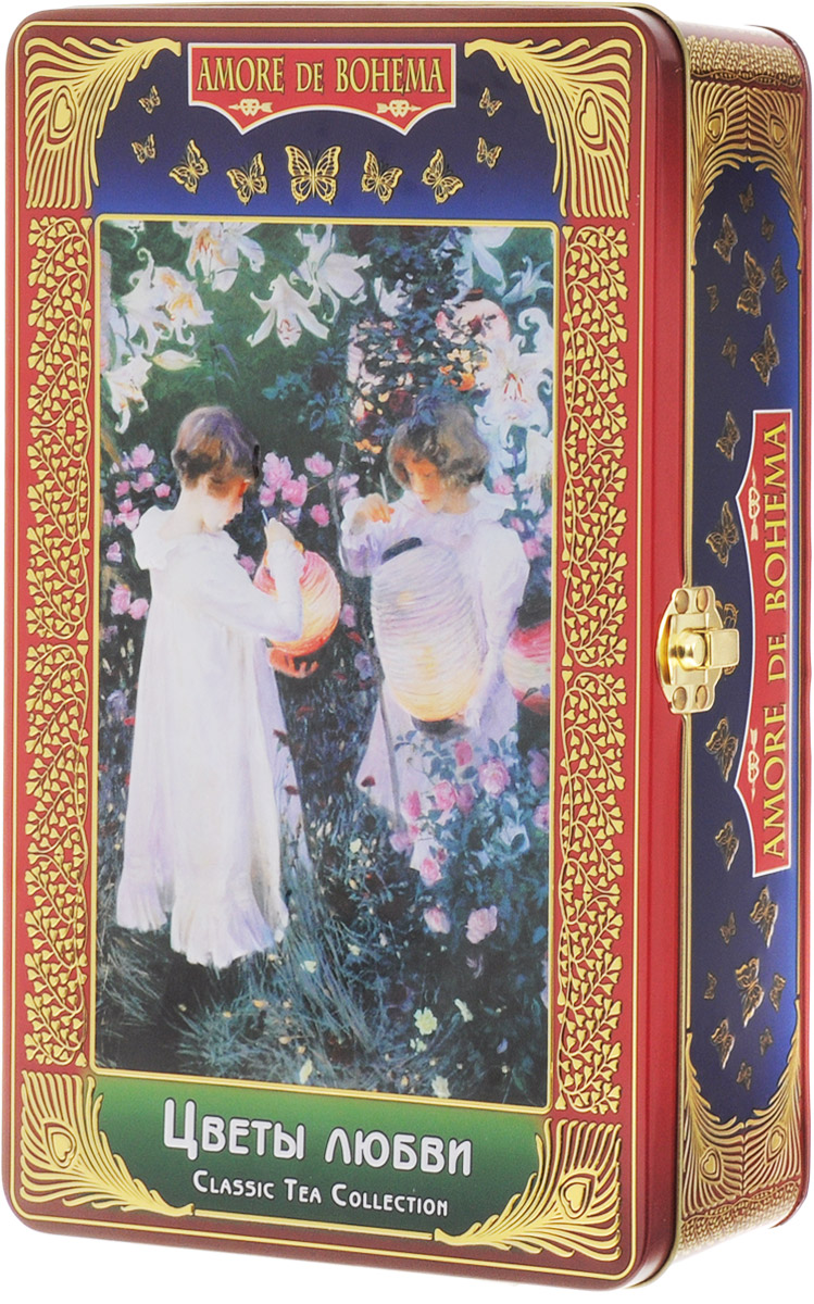 Amore de Bohema Цветы любви подарочный набор листового чая, 350 г070177086671 Amore de Bohema Цветы любви подарочный набор листового чая, 350 г070177086671Подарочный набор листового чая Amore de Bohema Цветы любви включает в себя три вида чая - цейлонский черный крупнолистовой чай с ягодами, ароматизированный натуральными маслами, китайский зеленый крупнолистовой чай с ароматом молока и цейлонский черный крупнолистовой чай.Уважаемые клиенты! Обращаем ваше внимание, что полный перечень состава продукта представлен на дополнительном изображении.