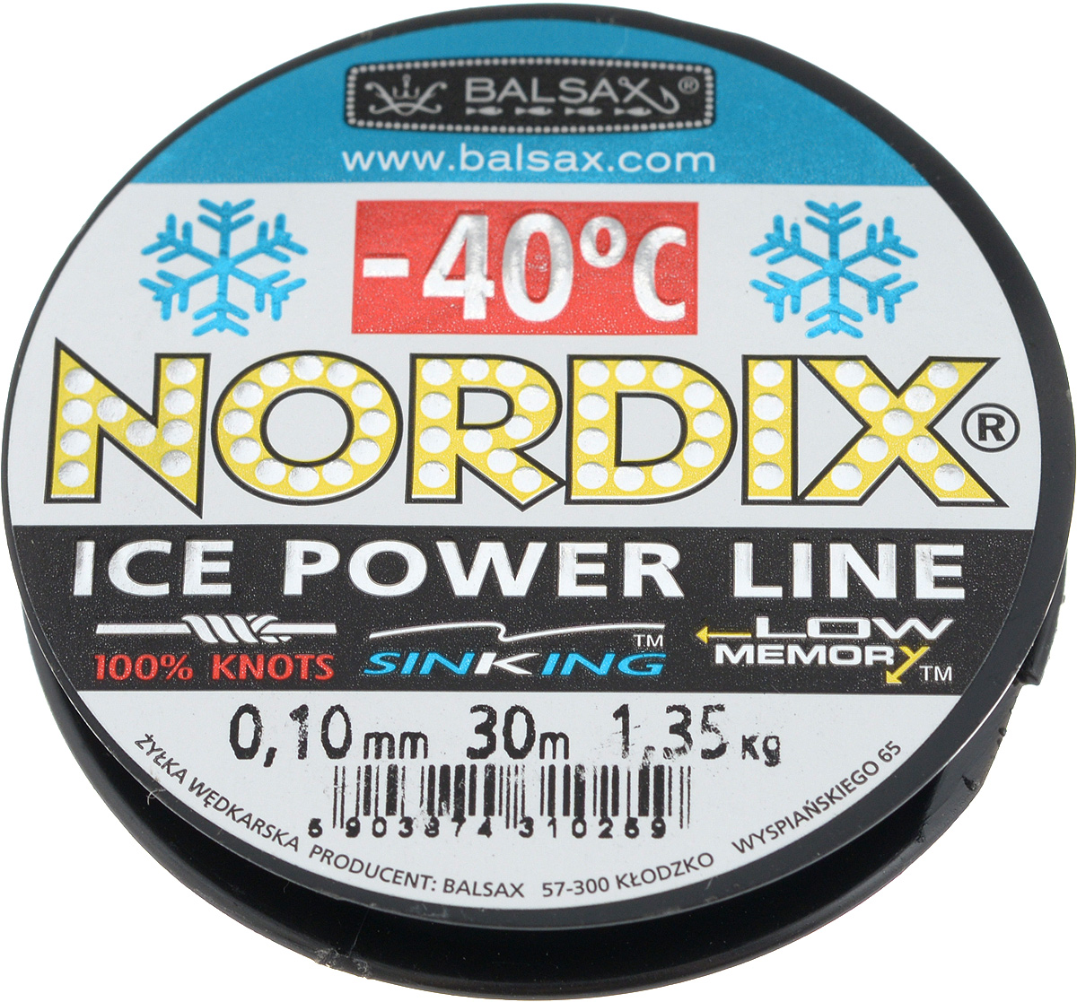 Леска зимняя Balsax Nordix, 30 м, 0,10 мм, 1,35 кг84176125 Леска зимняя Balsax Nordix, 30 м, 0,10 мм, 1,35 кг84176125Леска Balsax Nordix изготовлена из 100% нейлона и очень хорошо выдерживает низкие температуры. Даже в самом холодном климате, при температуре вплоть до -40°C, она сохраняет свои свойства практически без изменений, в то время как традиционные лески становятся менее эластичными и теряют прочность.Поверхность лески обработана таким образом, что она не обмерзает и отлично подходит для подледного лова. Прочна в местах вязки узлов даже при минимальном диаметре.