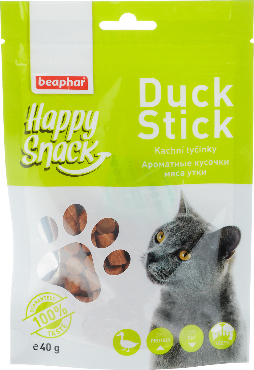 Лакомство для кошек Beaphar Happy Snack, ароматные кусочки мяса утки, 40 г30634 Лакомство для кошек Beaphar Happy Snack, ароматные кусочки мяса утки, 40 г30634Лакомство для котят Beaphar Happy Snack - дополнительный корм для кошек и котят с 3-месячного возраста в виде небольших кусочков из утиного мяса. Лакомство понравится даже самым искушенным кошачьим гурманам. Специальный замок zip-lock на упаковке позволяет дольше хранить лакомство. Товар сертифицирован.